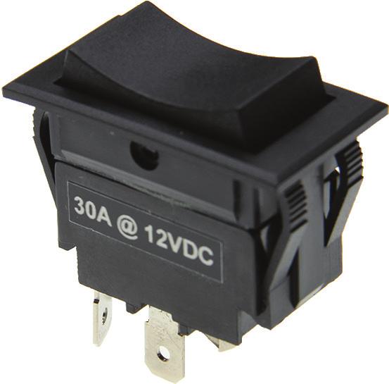 ROCKER SWITCHES Maintained Contact-12VDC- 30 AMP Product: SWT-ROC-4W 12 VDC, 30 amp, On-Off-On Rocker Switch comes with built-in jumper bars for polarity reversing.
