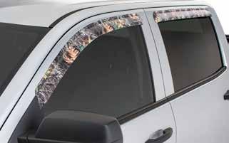 UV and scratch-resistant Tape-Onz Sidewind Deflectors Ford F-150 Shown Carbon Fiber AVAILABLE IN CAMO PATTERNS TAPE-ONZ SIDEWIND DEFLECTORS Securely mounts above