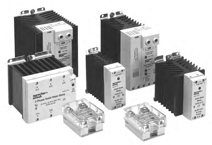 Series SAS(R) Reliable performance for millions of operations up to 100 amps Sprecher + Schuh s SA line of solid state relays are the ideal solution for applications where high speed switching and