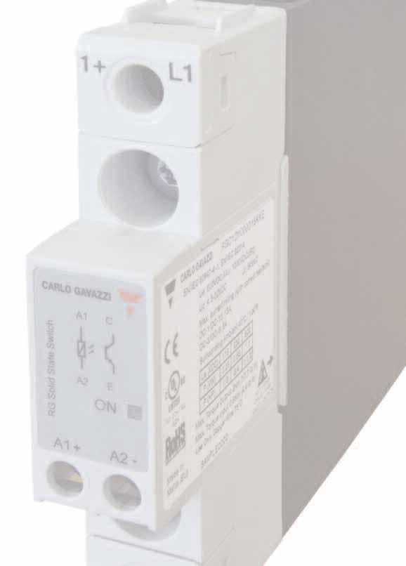 Slimline RG RGS1D, RGC1D Apart from switching of AC loads, the RG series caters also for switching of DC loads with the RGS1D and RGC1D series.