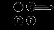 Plastic lever handle set, short escutcheon, prepared for profile cylinder / deadlock, black plastic Lever / knob