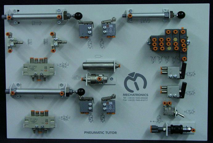 Pneumatics Tutor Kit 36-100 Components included the Pneumatics Tutor Kit are: - Single acting cylinder with striker cam 2 off Double acting cylinder with striker cam 3/2 way directional control