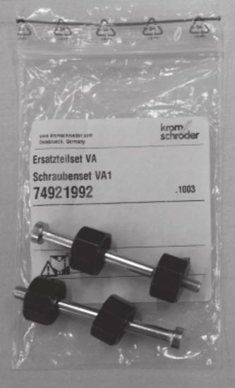 Name Product code Remarks 74923390 Pressure tap Pressure tap G¼ P Alu + Viton /B Bolt set Use these parts for maintenance if needed.