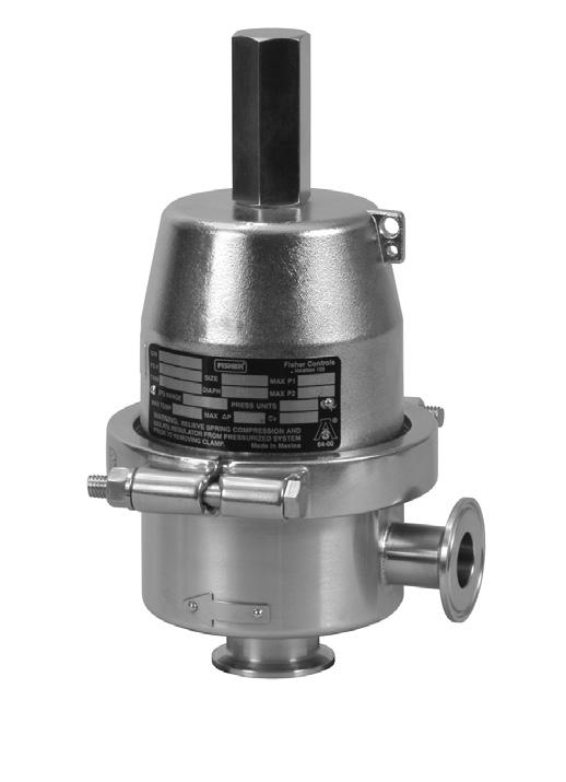 Type SR8 Sanitary Backpressure Regulator September 2015 Sanitary Design Standards Superior Flow Performance and Accuracy Wide Control Range Diaphragm Cycle Life Highly Stable Large Turndown Ratio