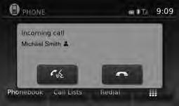 RECEIVING/ENDING A CALL To accept the incoming call, either: Press the wheel, or Select the button on the steering icon on the screen.