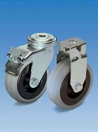Rollers Fixed and Swivel Casters Type A The zinc plated steel housing of mk Casters Type A can be attached to either the profile T-slots or the profile ends.
