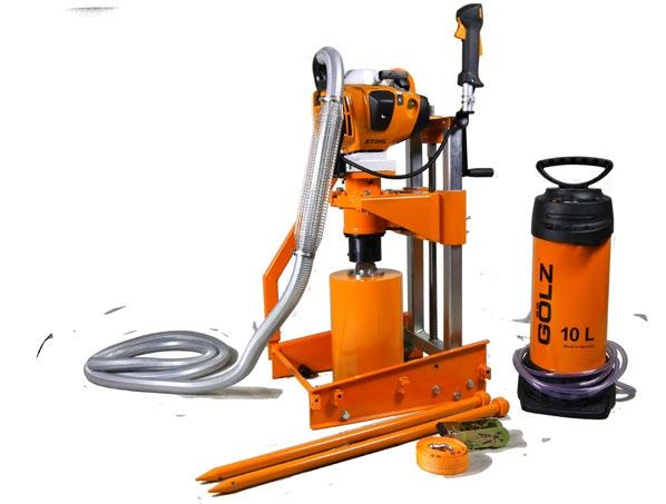 The KB350 drill stand is available with petrol-, hydraulic-, air-, or electric motor.