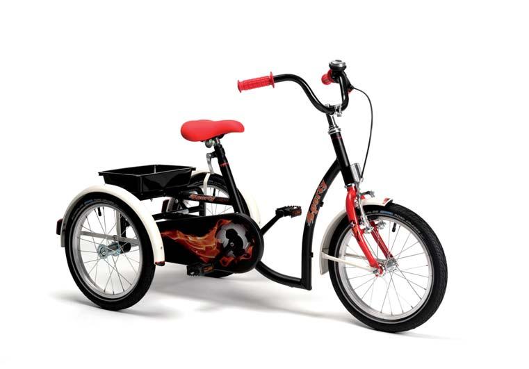 2215 SPORTY Boys will be boys Deep dark black topped with fiery red flames and a rear tray, ideal to transport things.