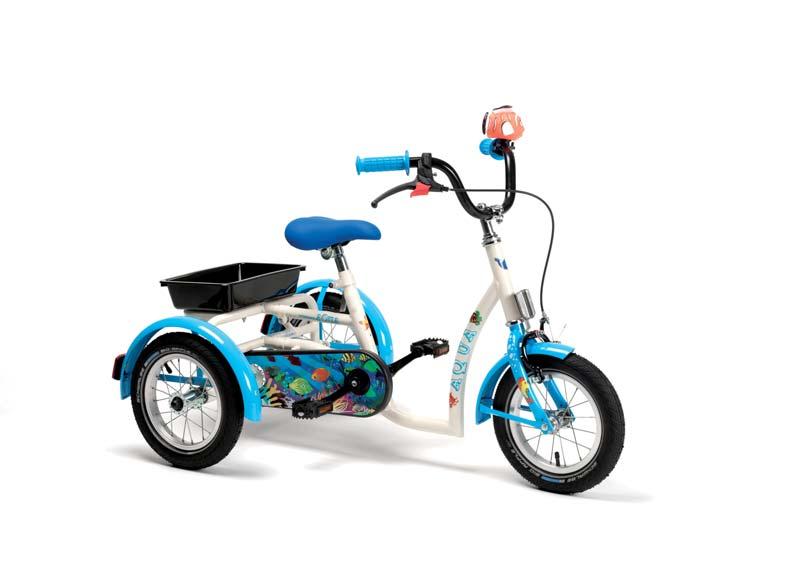 2202 AQUA unisex model Decorative figures and bright, shiny colours form the main attraction for young children. The bell is shaped as a dolphin and the rear tray is ideal to transport toys around.