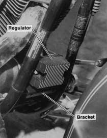 Oil Cooler Installation - FX, FXE, FXS; 1977-1985 1. Position V-shaped mounting bracket in an upright position on front frame support. Secure with a 5/16-24 x 3/4 in.