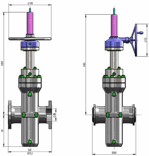 GWC ITALIA Proven technology for individual valve solutions worldwide API 6D THROUGH CONDUIT SLAB GATE VALVE Model 81150/81300/81600/81900 Dimensions and Weights Hand Wheel and Bevel Gear Operated