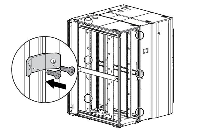 b. From the front of the rack, repeat the preceding step for installing the brackets in the rear of the