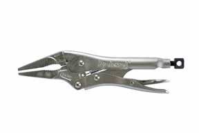 Cr-Mo steel jaw, Cr-Mo steel handle. Body heat treated. Welding, nickel-plated. Easy release grip.