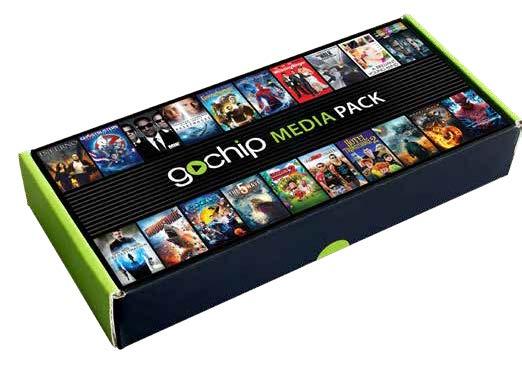 ENTERTAINMENT ON THE GO by GoChip 30 HOURS OF POPULAR HOLLYWOOD MOVIES AND TOP TV SHOWS ON NEARLY ANY MOBILE DEVICE MEDIA PACK BY GoChip 1 Watch 30 hours of movies and great TV shows wherever you go