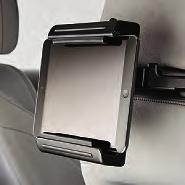 The dual LCD monitors and DVD players are mounted to the rear of the front seat head restraints.