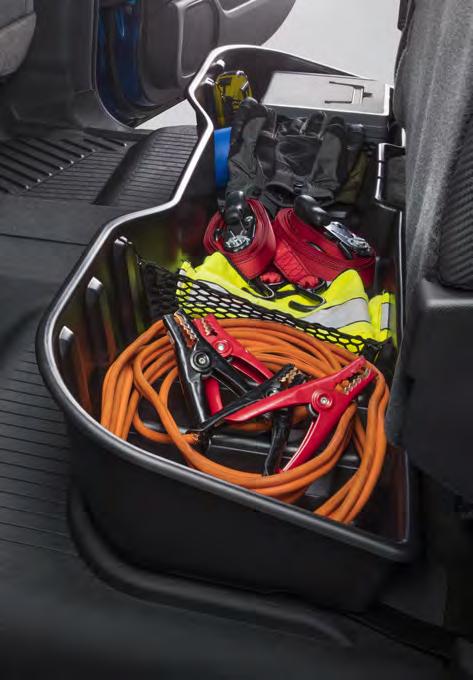 REAR UNDERSEAT STORAGE FOR SILVERADO Contain, organize and conceal items under the rear seat Constructed of durable molded plastic.