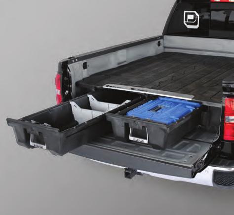 TRUCK BED SLIDING DRAWER BY BEDSLIDE Converts the pickup bed into an easy-access drawer that rolls the payload out of the tailgate and into easy reach with a pull of the locking handle Sturdy