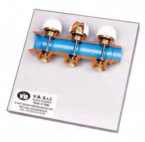 VALVES WITH OPTION FOR THERMAL ACTUATOR (on base) static VB 13167S CUTAWAY FLOOR MANIFOLD BRASS WITH MANUALLY VALVES WITH BALANCING FLOW METERS FOR