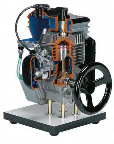 VB 7450M 2 STROKE PETROL ENGINE (on base) - manual Accurate section of a real 2-Stroke engine, showing every detail, carburettor, ignition, etc.