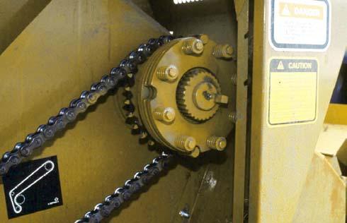 C01-1058 Gearbox A separate gearbox is built specifically for each baler. The LB33 and LB34 gearboxes use a double reduction gearset, and the massive LB44 uses a triple reduction gearset.