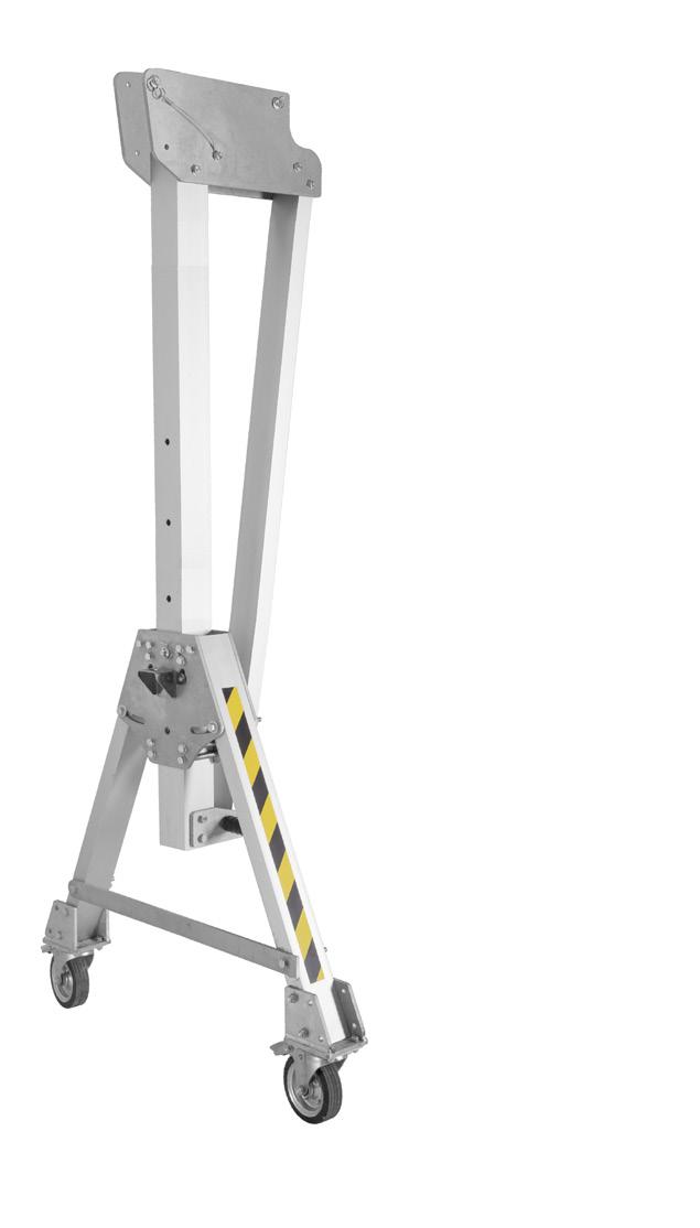 Provides safety rising and lowering the adjustable vertical part of the support during device installation on the working site.