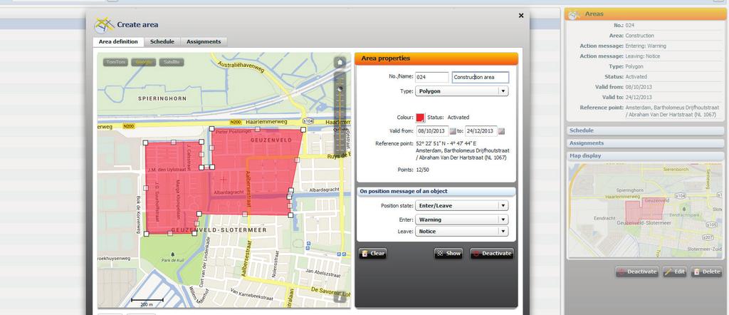 Enhancements to areas WEBFLEET 2.18 introduces significant improvements to the area functionality.