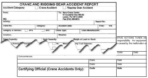Regardless of whom the responsible party is, the certifying official shall review and sign all crane accident reports.