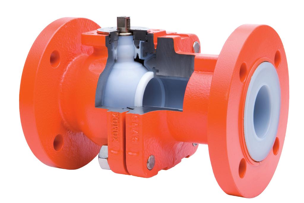 XLB Lined Ball Valve Innovative Stem Sealing System Stainless steel lever latching device minimizes