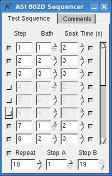 INSTRUCTION MANUAL PAGE 27 OF 37 Figure 20 Sequencer Window showing Disabled Steps in Sequence The enable/disable button on the right side of each line enables automatic or manual timing of that step.