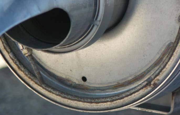 Water Drain Holes New exhaust systems may include rain or condensation drain holes.