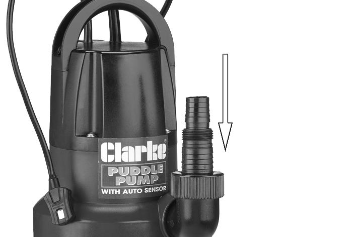 Suitable hoses are available from your local Clarke dealer. FITTING THE HOSE ADAPTER The 3 step hose adaptor can be screwed onto the elbow if required. 1.