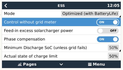 Last update: 2017-02-27 16:39 ess:design-installation-manual https://www.victronenergy.com/live/ess:design-installation-manual With ESS, in Optimize mode, the system will always remain connected.