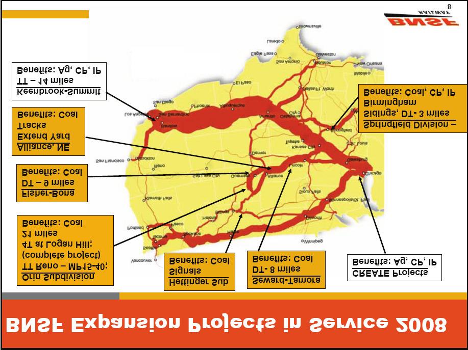 Figure 4.2 is part of a similar presentation from BNSF that shows the volume of BNSF traffic on the illustrated rail routes. Figure 4.