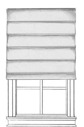 Traditional Roman Shade CORDLESS FRONT FOLD ROMAN SHADE STANDARD FEATURES Fully Lined. Inside or Outside Mount. 2" wooden spring-loaded head-rail system covered in face fabric.