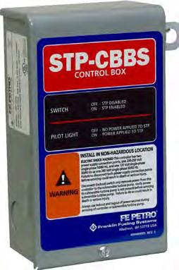 4" SUBMERSIBLE PUMP CONTROLLERS STP-CBBS The FE Petro standard single-phase control box latches line power to the submersible when the relay is energized by a dispenser signal.