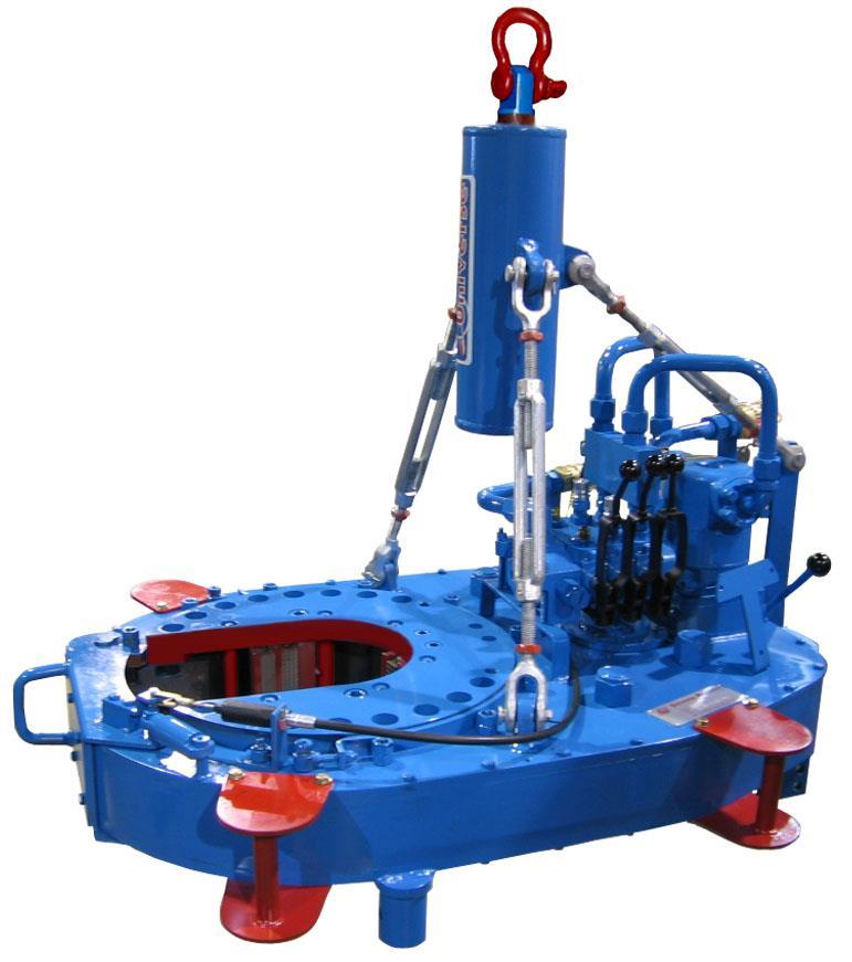 9-5/8 Casing Tong (Standard P/N 01E09D, Upgrade P/N 01E09E-30) Description: Hydraulic powered casing tong, 2 speed, with 3 jaw biting system, built in spring hanger and leveling system, door safety