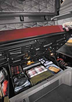Above: The Cascadia interior is offered in vinyl or cloth, and is available in red, gray, tan and black.