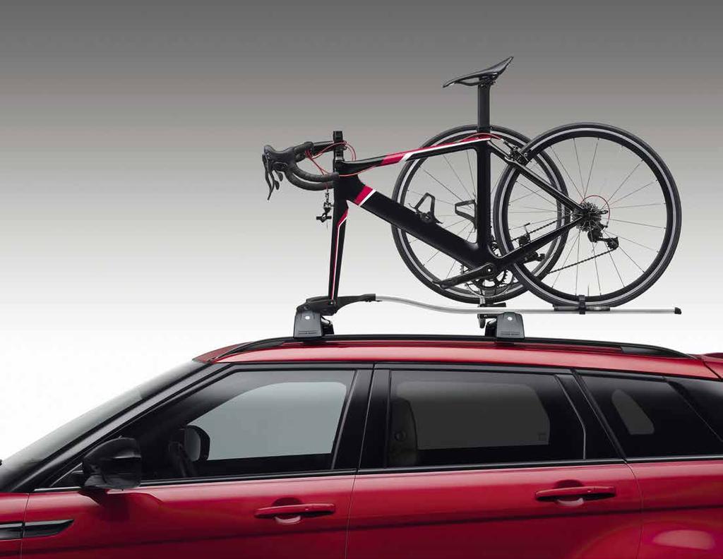 RANGE ROVER EVOQUE ROOF-MOUNTED BIKE CARRIER/FORK- MOUNTED AND WHEEL CARRIER * Roof-mounted cycle carrier provides a simple and secure fitting with the bicycle front wheel removed, ideally suited to