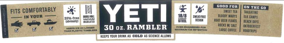 YETI owns the entire right, title, and interest to the YETI 30 oz. Rambler Tumbler Label copyright.