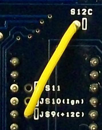 JS6 to SPR1 (CANH) JS8 to SPR2 (CANL) S12C-JS9 - bottom side of board This is required to power the