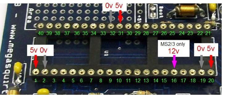 d) Keep the +ve probe on pin 20 and move the -ve probe to pin 19 and pin 2, ensure you have 5V on the meter for both measurements. If its OK go to the next step (25).