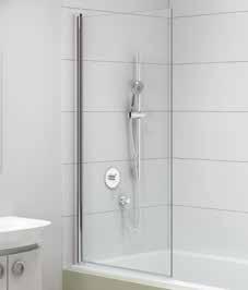 INSTINCT 8 BATHSCREENS INSTINCT 6 BATHSCREENS BATHSCREENS BATHSCREENS Curved top bathscreen INSTINCT 8 BATHSCREENS INSTINCT 6 BATHSCREENS 8mm toughened safety glass Size 1500mm x 800mm Concealed