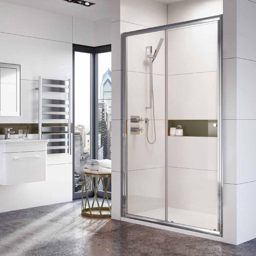 INSTINCT 6 SLIDING DOORS INSTINCT 6 SLIDING DOORS Height: 1900mm Glass Thickness: 6mm Chromed Plastic top caps Easy Installation Reversible for left & right hand fixing Magnetic door seal INSTINCT 6
