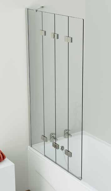 Two Panel In-Fold Bathscreen is available in both 6mm and 8mm glass thicknesses.