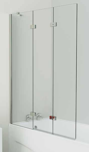 When in use the two panels provide a generous 875mm showering area. High quality, click-to-lock hinges secure the screen so it is positioned along the inner edge of the bath.