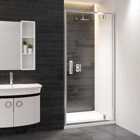 INSTINCT 8 PIVOT DOORS INSTINCT 8 PIVOT DOORS NEW HANDLE DESIGN AVAILABLE MARCH Pivot door in a recess 8mm toughened safety glass Height 1950mm Smooth pivoting opening action Colour matched chrome