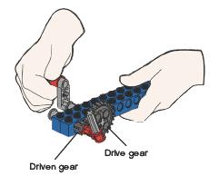 4.7.2 Task 2 Build the G2 model of the gear as shown in figure 4.18. a. Calculate the gear ratio. b. Turn the handle then comment on the speed and output force of the gears. Figure 4.