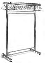 CLEANROOM/LAB EQUIPMENT Catalog Section 4 Freestanding Gowning Racks with Hanger Rail EG04.01A Stainless steel construction offers a non-contaminating surface that eliminates particle shedding.