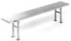 Catalog Section 4 CLEANROOM/LAB EQUIPMENT Standard Gowning Benches EG04.03 Solid 14 gauge type 304 stainless steel seat. Front and rear feature a rolled edge, with ends turned down at 90.