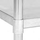1 5 8 (41mm) diameter legs and adjustable undershelf are heavy gauge galvanized steel. Heavy gauge polished stainless steel top.